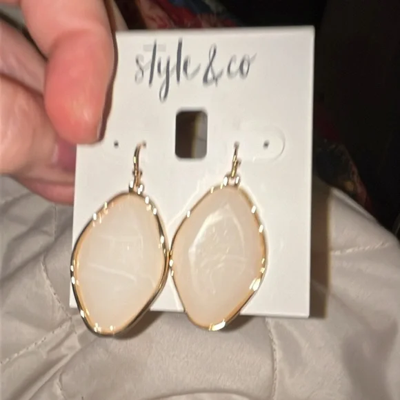 Style & Co. Gold and Cream Earrings - Picture 3 of 6